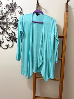 J. Jill Aqua Open-Front Draped Cardigan “Wearever Collection”
